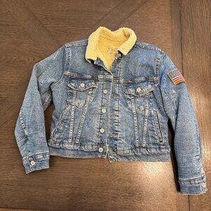 Polo Ralph Lauren Teddy Fleece–Lined Denim Trucker Jacket, Boys Size M 10-12